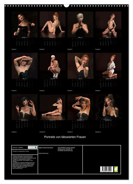 Produktbild: Portraits von t&auml;towierten Frauen (Wandkalender 2026 DIN A2 hoch), CALVENDO Monatskalender