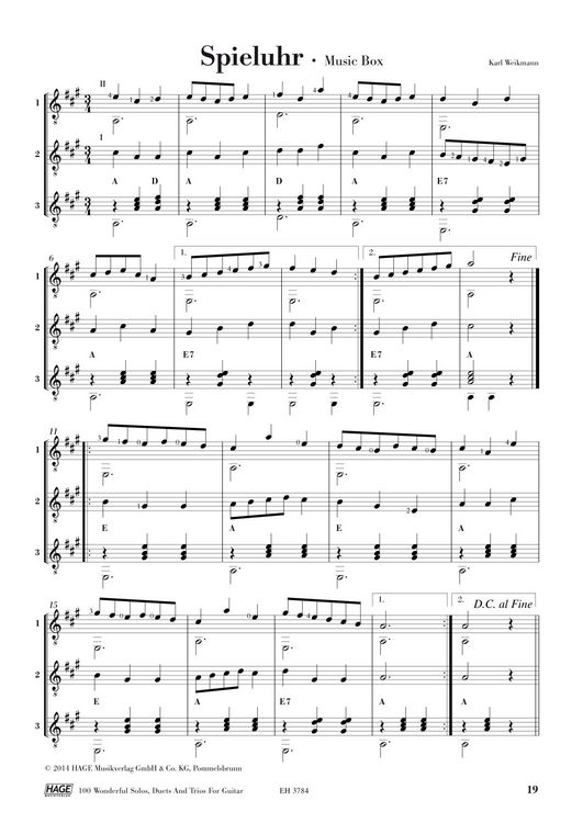 Produktbild: 100 wunderbare Solos, Duette und Trios f&uuml;r Gitarre
