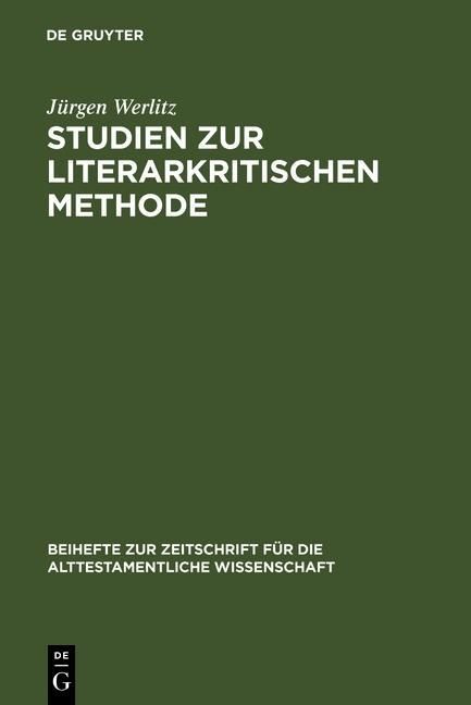 Produktbild: Studien zur literarkritischen Methode