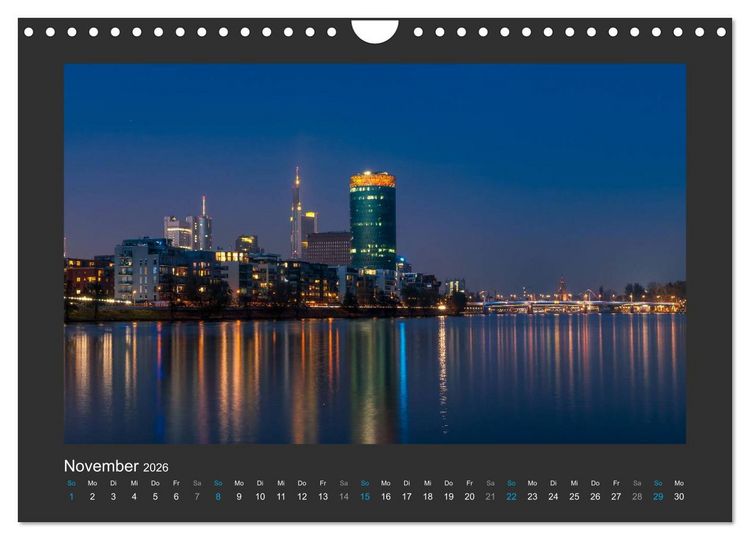 Produktbild: FRANKFURT - Nachtlichter 2026 (Wandkalender 2026 DIN A4 quer), CALVENDO Monatskalender