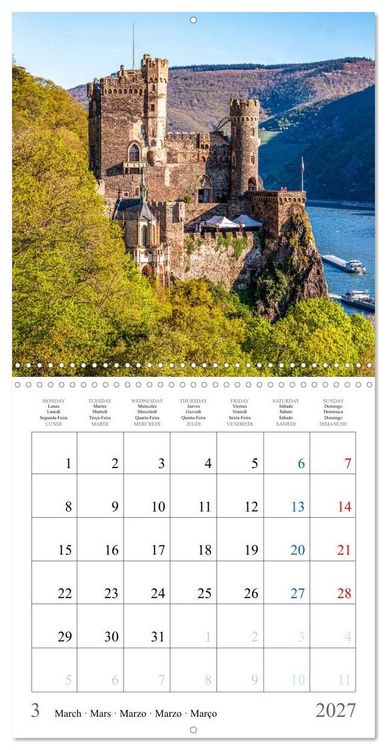 Produktbild: German castles and palaces on the Upper Middle Rhine Part One (Wall Calendar 2027 12 &times; 12 Inch) CALVENDO 12 Month Wall Calendar