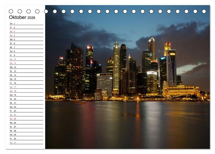 Produktbild: Singapur Stadt der Skylines (Tischkalender 2026 DIN A5 quer), CALVENDO Monatskalender