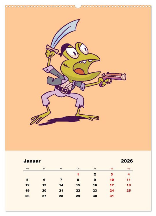 Produktbild: Tierische Piraten (hochwertiger Premium Wandkalender 2026 DIN A2 hoch), Kunstdruck in Hochglanz