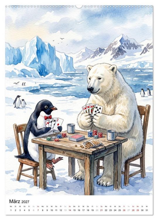 Produktbild: Coole Pinguine (Wandkalender 2027 DIN A2 hoch), CALVENDO Monatskalender