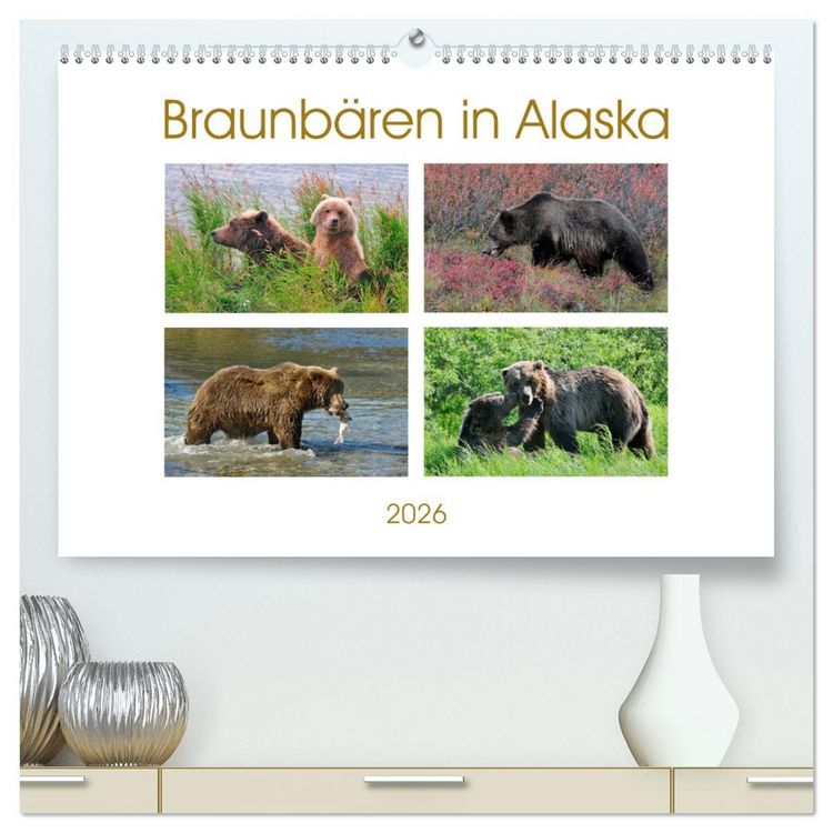 Produktbild: Braunb&auml;ren in Alaska (hochwertiger Premium Wandkalender 2026 DIN A2 quer), Kunstdruck in Hochglanz