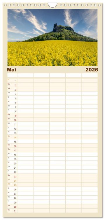 Produktbild: Familienplaner 2026 - Dresden und Elbsandsteingebirge mit 5 Spalten (Wandkalender, 21 x 45 cm) CALVENDO