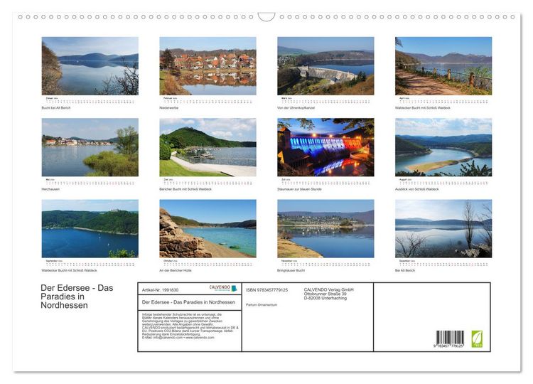 Produktbild: Der Edersee - Das Paradies in Nordhessen (Wandkalender 2026 DIN A2 quer), CALVENDO Monatskalender
