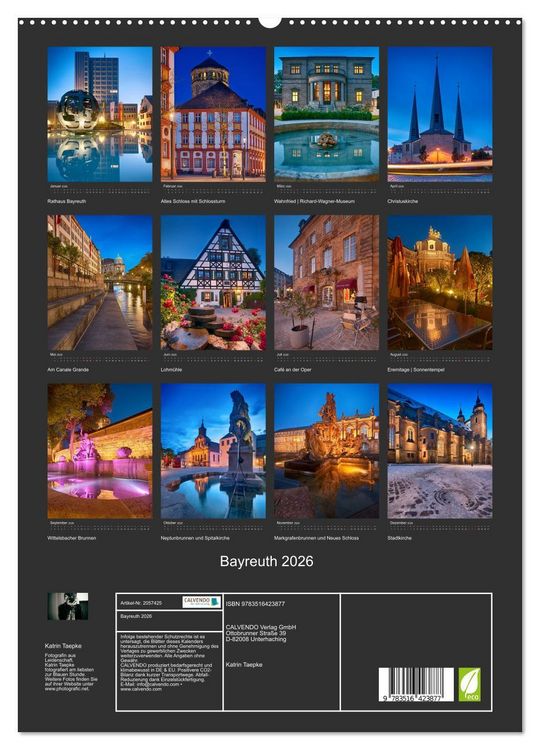 Produktbild: Bayreuth 2026 (hochwertiger Premium Wandkalender 2026 DIN A2 hoch), Kunstdruck in Hochglanz