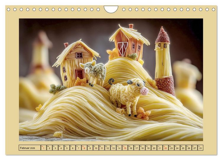 Produktbild: Auf dem Nudelhof. Spaghetti-Tiere zum Schmunzeln (Wandkalender 2026 DIN A4 quer), CALVENDO Monatskalender