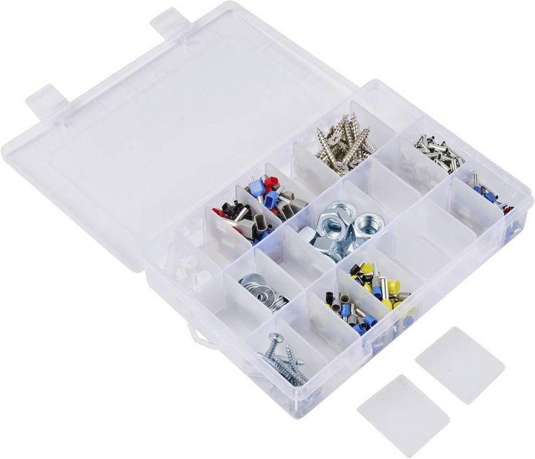 Produktbild: TRU COMPONENTS TC-ERB-9049 Sortimentskasten (L x B x H) 210 x 140 x 38 mm Anzahl F&auml;cher: 24 variable Unterteilung Inhalt 1 St.
