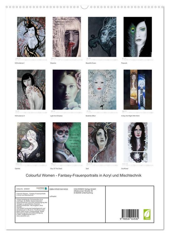 Produktbild: Colourful Women - Fantasy-Frauenportraits in Acryl und Mischtechnik (hochwertiger Premium Wandkalender 2026 DIN A2 hoch), Kunstdruck in Hochglanz