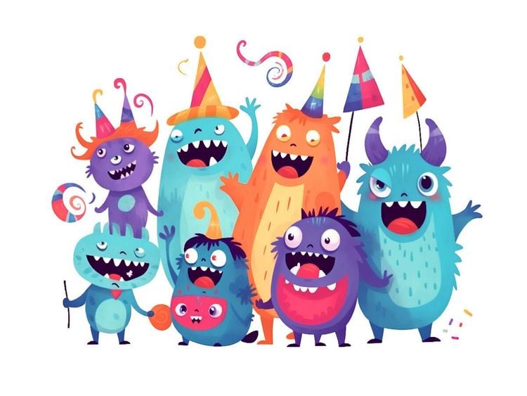 Produktbild: CALVENDO Puzzle Lustige Monster feiern eine Party. Geburtstagsparty | 1000 Teile Lege-Gr&ouml;&szlig;e 64x48cm Foto-Puzzle f&uuml;r gl&uuml;ckliche Stunden
