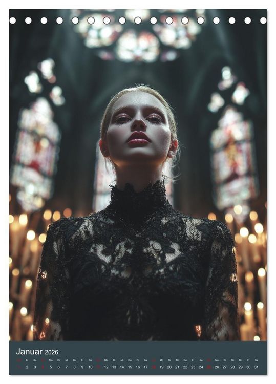 Produktbild: Gothic Girls - d&uuml;stere Frauen in schwarzer Gothic-Kleidung (Tischkalender 2026 DIN A5 hoch), CALVENDO Monatskalender