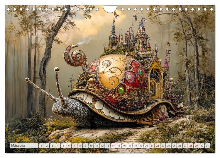 Produktbild: Magische Wesen im Zauberland - Fantasie-Tiere im Steampunk-Kalender (Wandkalender 2026 DIN A4 quer), CALVENDO Monatskalender