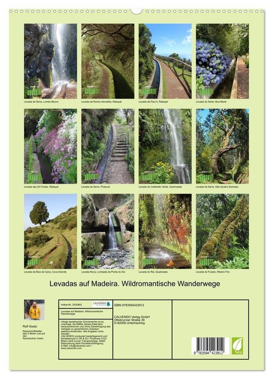 Produktbild: Levadas auf Madeira. Wildromantische Wanderwege (hochwertiger Premium Wandkalender 2027 DIN A2 hoch), Kunstdruck in Hochglanz