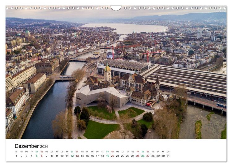 Produktbild: Luftbildkalender Z&uuml;rich (Wandkalender 2026 DIN A3 quer), CALVENDO Monatskalender