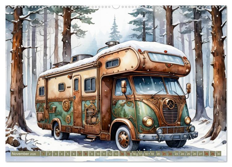 Produktbild: Steampunk Wohnmobile (Wandkalender 2026 DIN A2 quer), CALVENDO Monatskalender