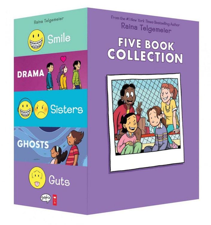 Produktbild: Raina Telgemeier Five Book Collection: Smile, Drama, Sisters, Ghosts, Guts