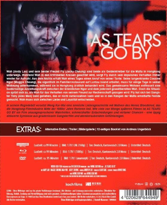 Produktbild: As Tears Go By (Wong Kar Wai) - Special Edition (4K-Ultra HD) (+ Blu-ray2D) (+ DVD)
