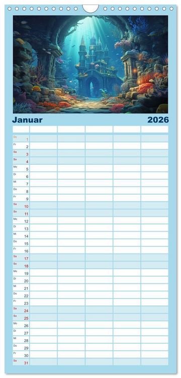 Produktbild: Familienplaner 2026 - Unten im Meer ist was los mit 5 Spalten (Wandkalender, 21 x 45 cm) CALVENDO