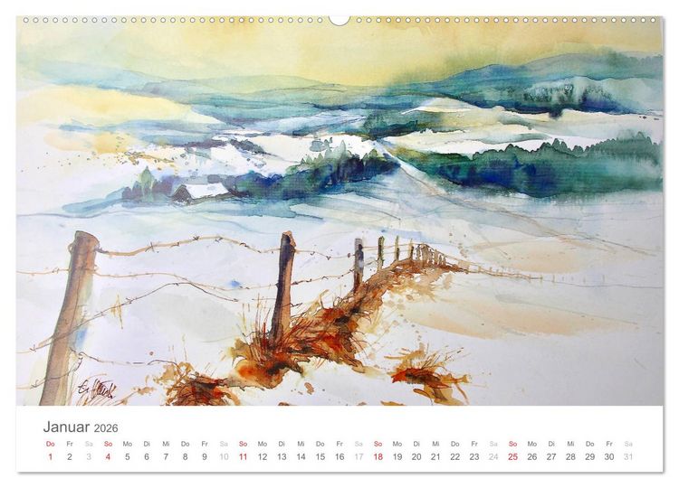 Produktbild: Faszination Aquarell - Eckard Funck (hochwertiger Premium Wandkalender 2026 DIN A2 quer), Kunstdruck in Hochglanz