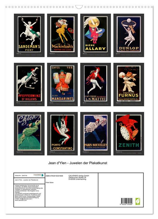 Produktbild: Jean d'Ylen - Juwelen der Plakatkunst (Wandkalender 2026 DIN A2 hoch), CALVENDO Monatskalender