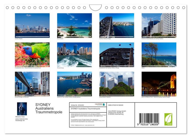 Produktbild: SYDNEY Australiens Traummetropole (Wandkalender 2026 DIN A4 quer), CALVENDO Monatskalender