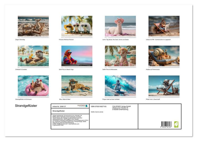 Produktbild: Strandgefl&uuml;ster (Wandkalender 2026 DIN A2 quer), CALVENDO Monatskalender