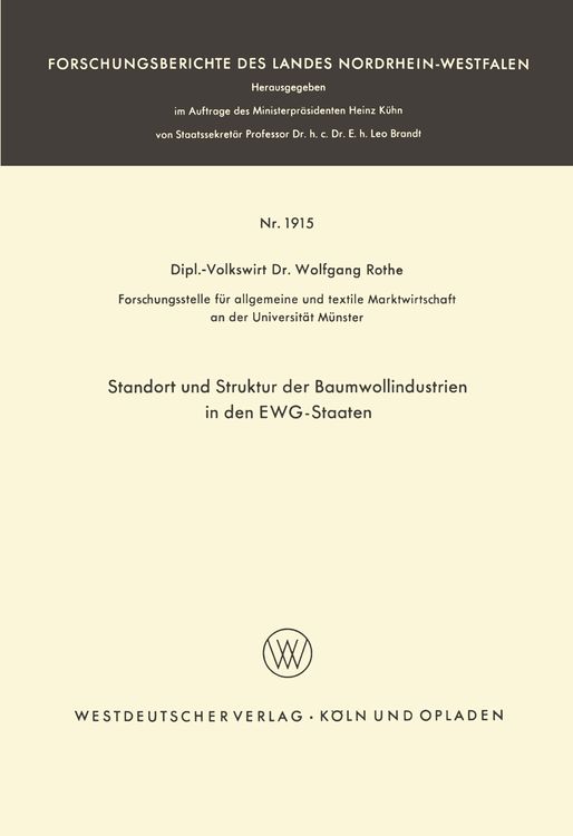 Produktbild: Standort und Struktur der Baumwollindustrien in den EWG-Staaten
