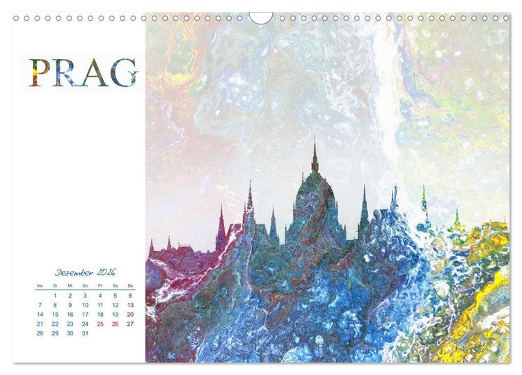 Produktbild: Bunte Metropolen - kunstvolle Skylines bekannter Weltst&auml;dte (Wandkalender 2026 DIN A3 quer), CALVENDO Monatskalender