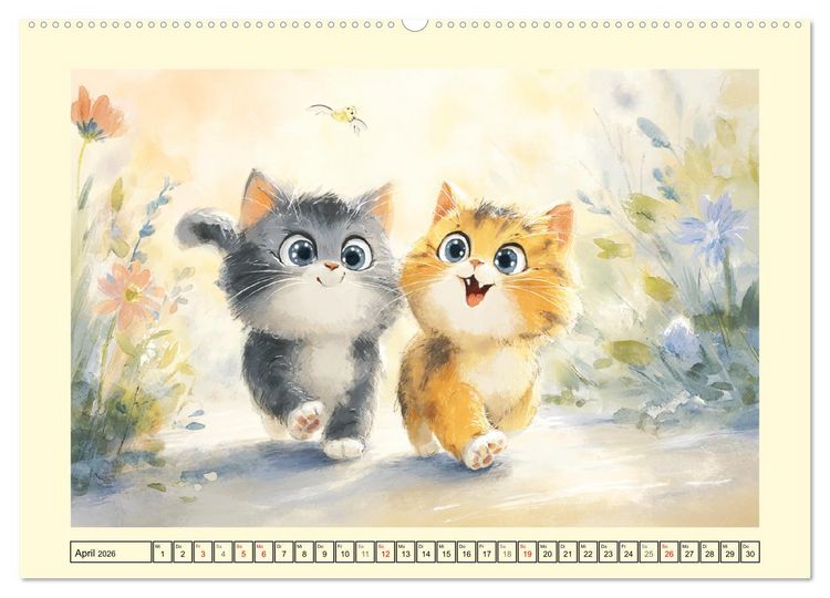 Produktbild: Pastellpf&ouml;tchen. Liebliche Katzen in sanften Farben (Wandkalender 2026 DIN A2 quer), CALVENDO Monatskalender