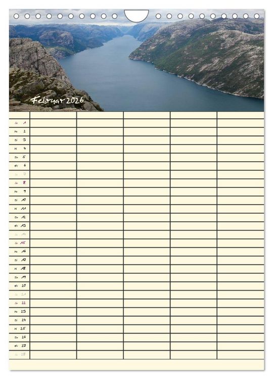 Produktbild: Familienplaner Norwegen (Wandkalender 2026 DIN A4 hoch), CALVENDO Monatskalender