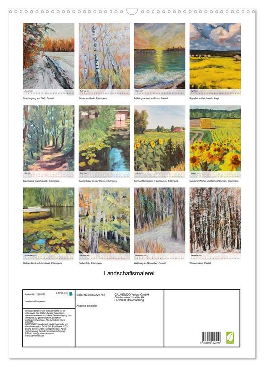Produktbild: Landschaftsmalerei (Wandkalender 2027 DIN A2 hoch), CALVENDO Monatskalender