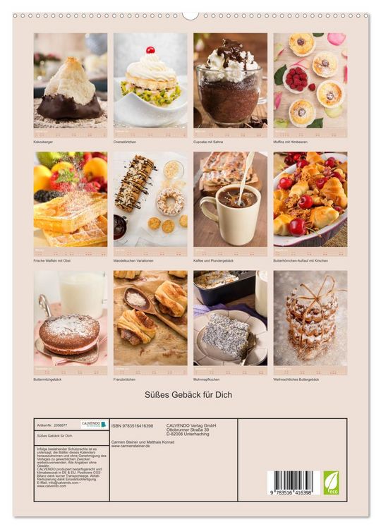 Produktbild: S&uuml;&szlig;es Geb&auml;ck f&uuml;r Dich (hochwertiger Premium Wandkalender 2026 DIN A2 hoch), Kunstdruck in Hochglanz