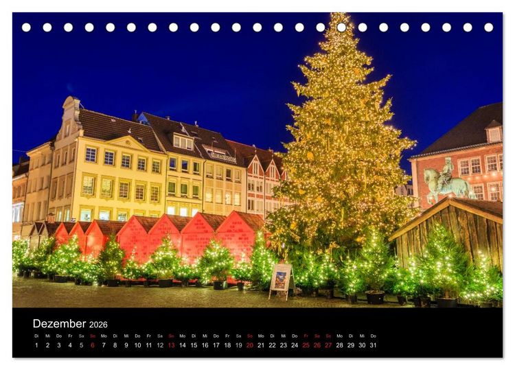 Produktbild: D&uuml;sseldorf bei Nacht (Tischkalender 2026 DIN A5 quer), CALVENDO Monatskalender