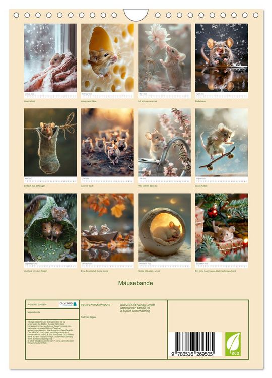 Produktbild: M&auml;usebande (Wandkalender 2026 DIN A4 hoch), CALVENDO Monatskalender