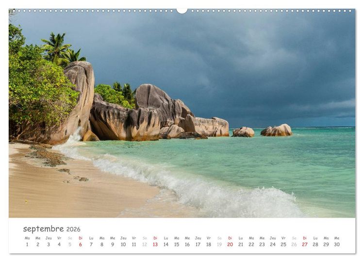 Produktbild: Paysages des Seychelles (Calendrier mural 2026 DIN A2 vertical) calendrier de bureau
