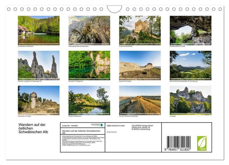 Produktbild: Wandern auf der &ouml;stlichen Schw&auml;bischen Alb (Wandkalender 2026 DIN A4 quer), CALVENDO Monatskalender