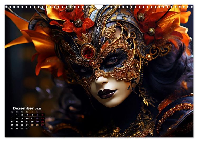 Produktbild: MASKEN - poetisch und vertr&auml;umt (Wandkalender 2026 DIN A3 quer), CALVENDO Monatskalender