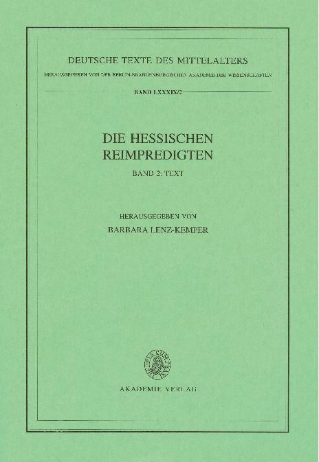 Produktbild: Die Hessischen Reimpredigten