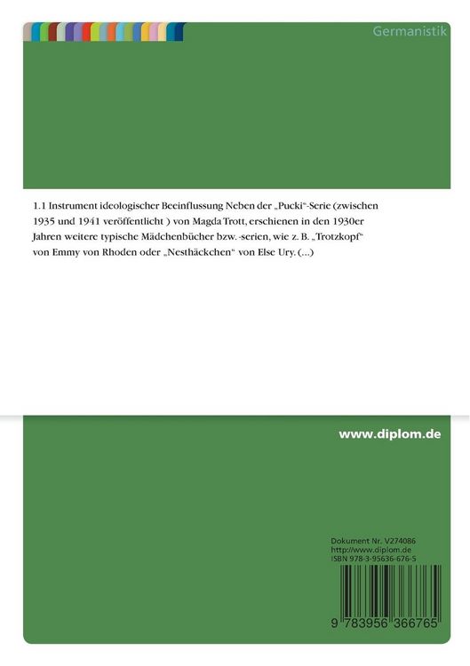 Produktbild: Das M&auml;dchenbuch als Instrument der Sozialisation im Dritten Reich: Die "Pucki"-Serie von Magda Trott
