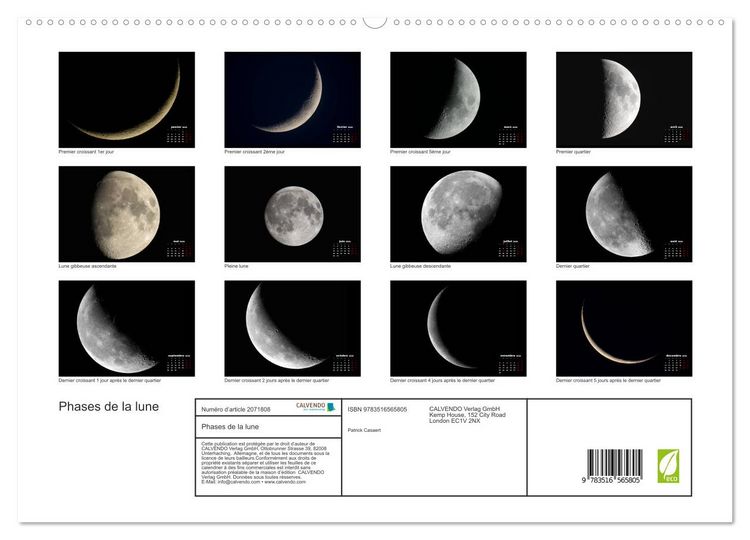 Produktbild: Phases de la lune (Calendrier mural 2026 DIN A2 vertical) calendrier de bureau