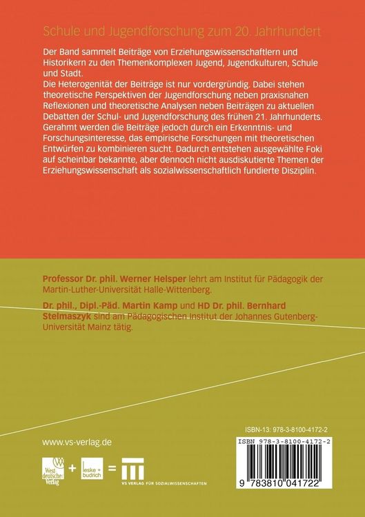 Produktbild: Schule und Jugendforschung zum 20. Jahrhundert