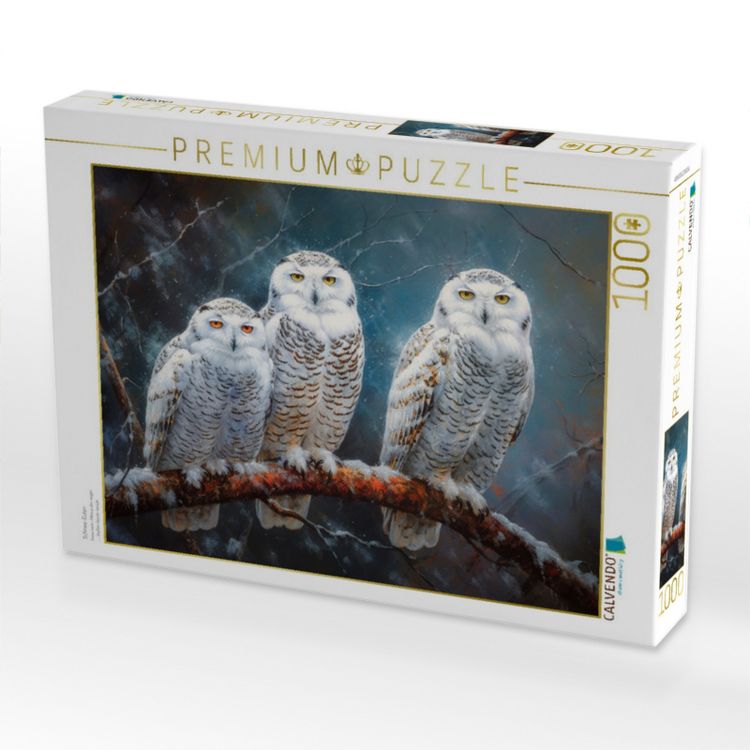 Produktbild: CALVENDO Puzzle Schnee-Eulen | 1000 Teile Lege-Gr&ouml;&szlig;e 64x48cm Foto-Puzzle f&uuml;r gl&uuml;ckliche Stunden