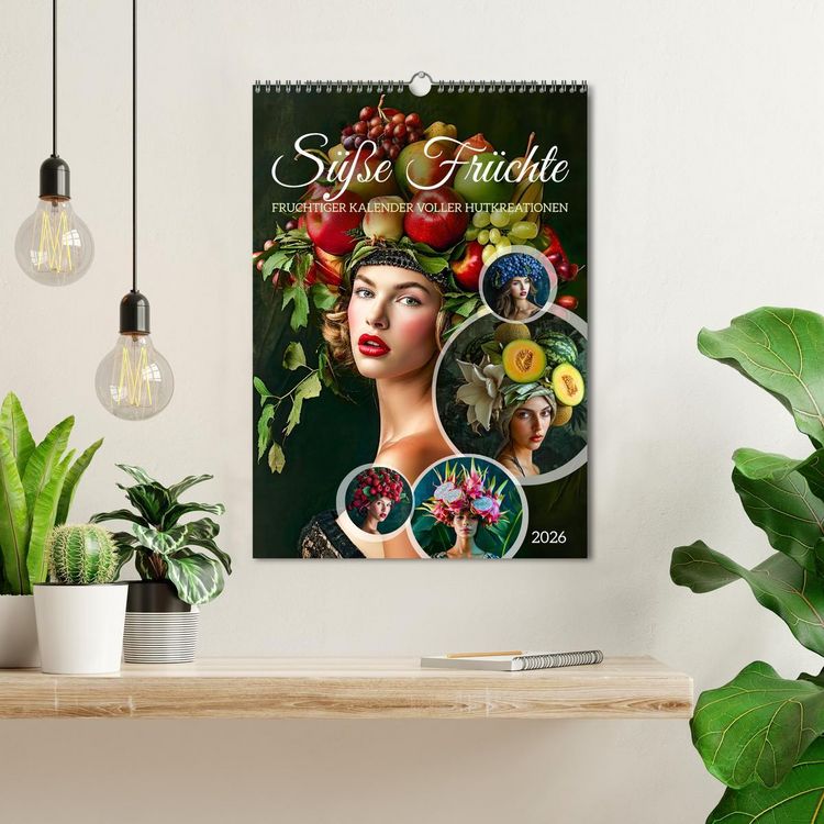 Produktbild: S&uuml;&szlig;e Fr&uuml;chte - Fruchtiger Kalender voller Hutkreationen (Wandkalender 2026 DIN A3 hoch), CALVENDO Monatskalender