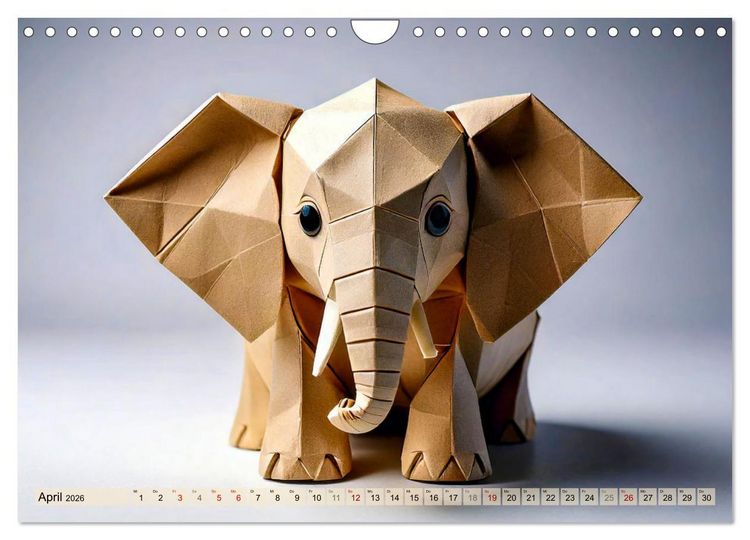 Produktbild: Wilde Origami Tiere (Wandkalender 2026 DIN A4 quer), CALVENDO Monatskalender