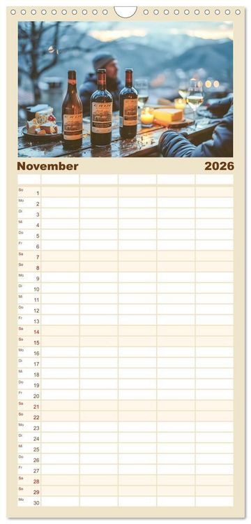 Produktbild: Familienplaner 2026 - Der Weingenie&szlig;er mit 5 Spalten (Wandkalender, 21 x 45 cm) CALVENDO