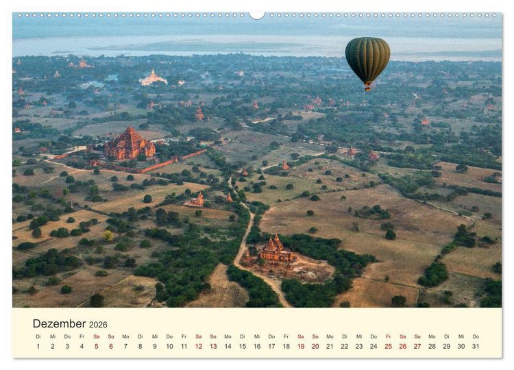 Produktbild: Bagan - Pagode im Wald (hochwertiger Premium Wandkalender 2026 DIN A2 quer), Kunstdruck in Hochglanz