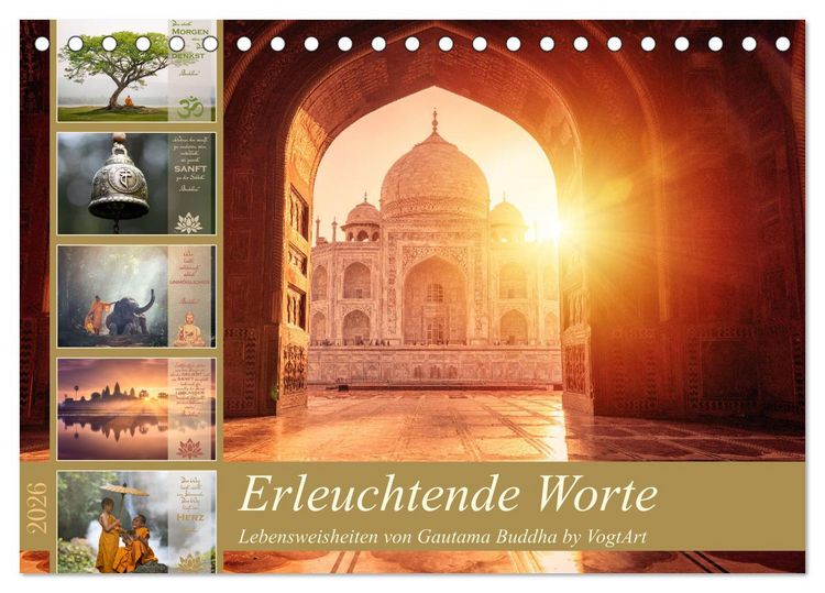 Produktbild: Erleuchtende Worte, Lebensweisheiten von Gautama Buddha by VogtArt (Tischkalender 2026 DIN A5 quer), CALVENDO Monatskalender