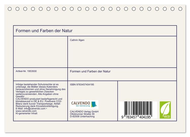 Produktbild: Formen und Farben der Natur (Tischkalender 2026 DIN A5 quer), CALVENDO Monatskalender